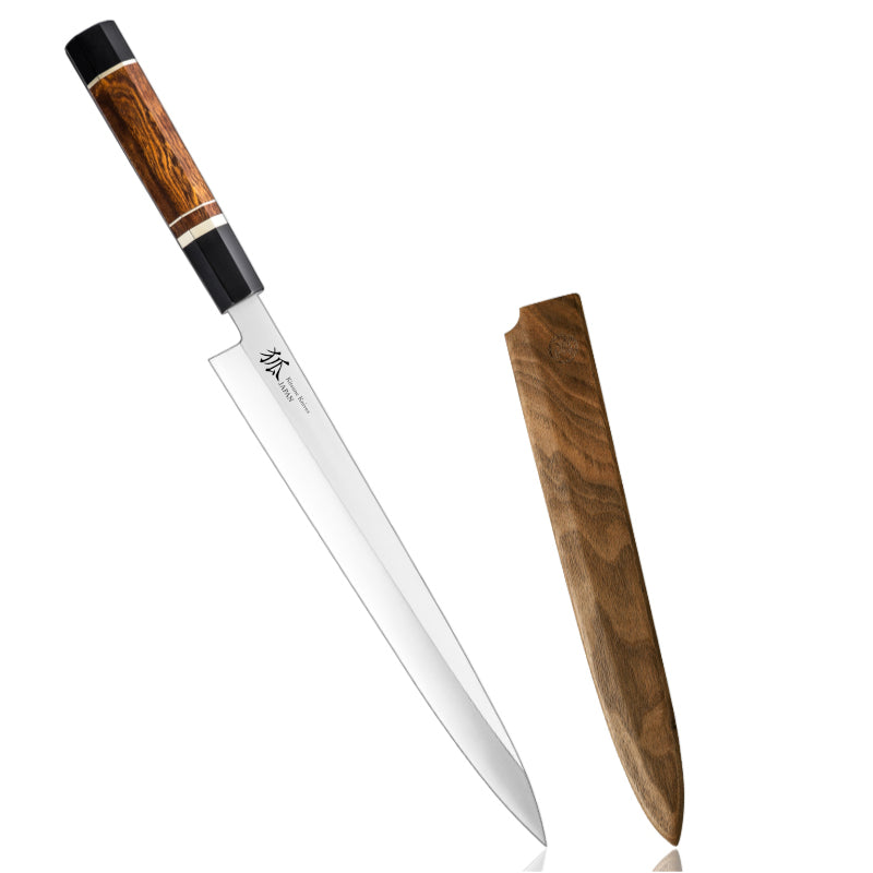 Yanagiba tradizionale INOX - bicolore marrone