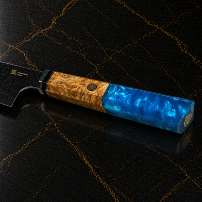Kiritsuke Santoku con manico multicolore