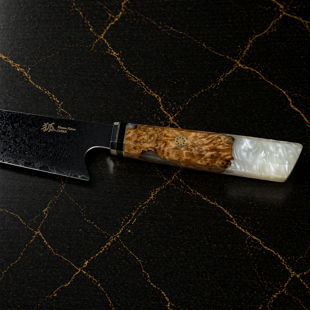 Kiritsuke Santoku con manico multicolore