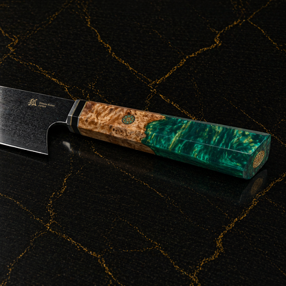 Kiritsuke Santoku con manico multicolore