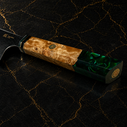 Kiritsuke Santoku con manico multicolore
