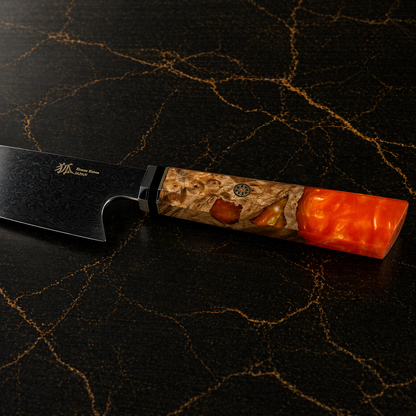 Kiritsuke Santoku con manico multicolore