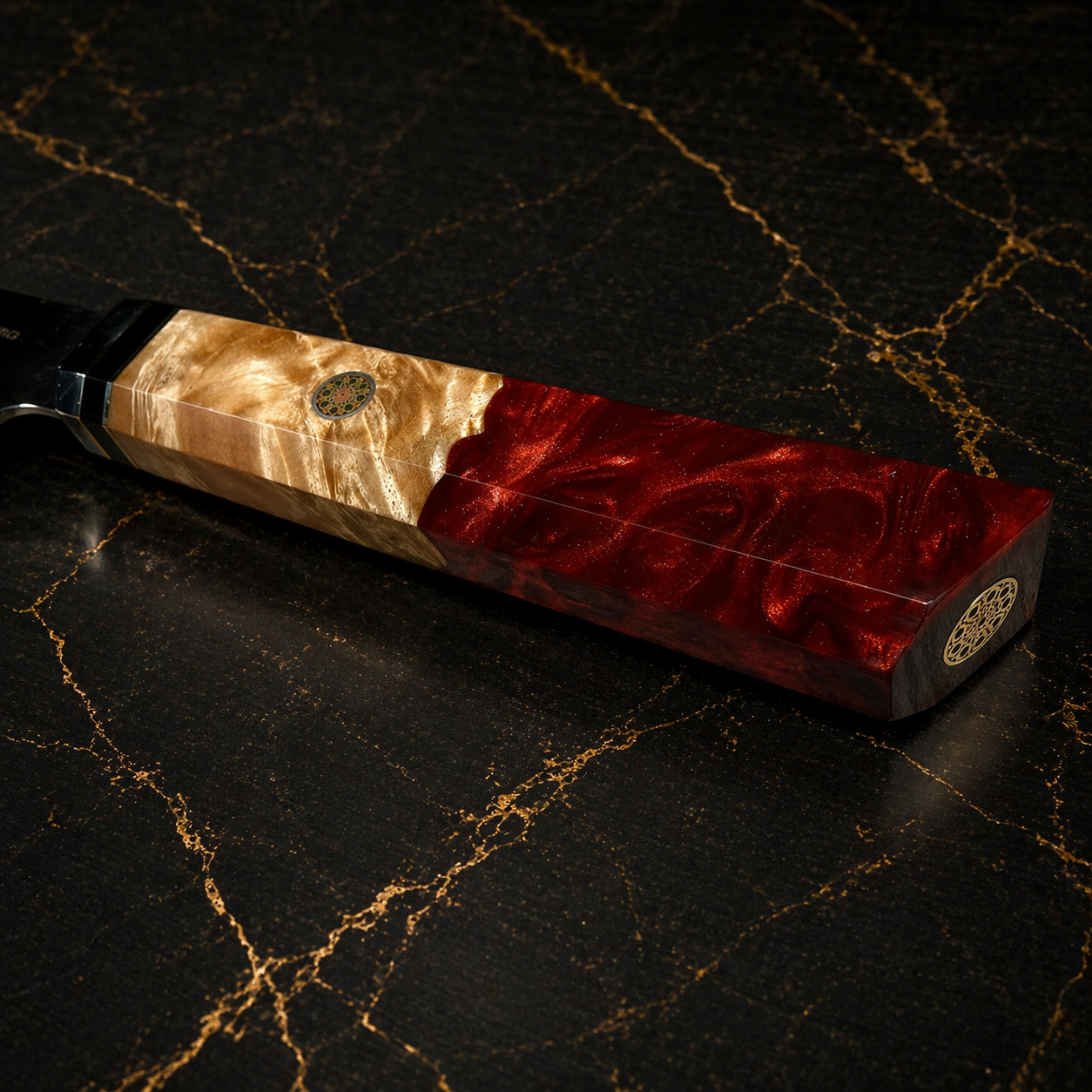 Kiritsuke Santoku con manico multicolore