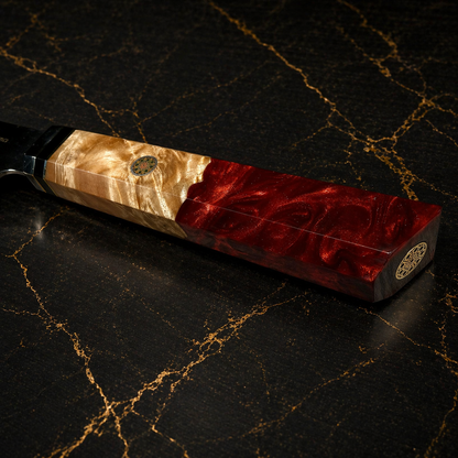 Kiritsuke Santoku con manico multicolore