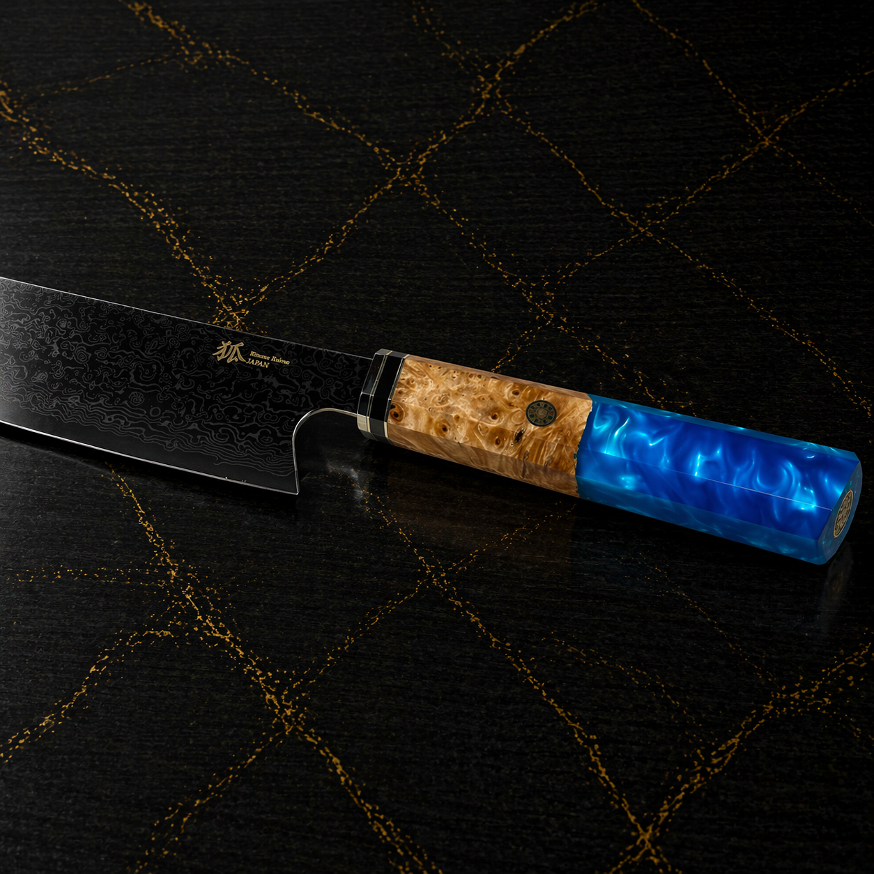 Kiritsuke Santoku con manico multicolore