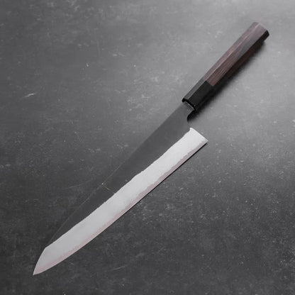 Gyuto in acciaio Aogami #2 Damascus Chokin Drago con Manico in Ebano e Corno di Bufalo