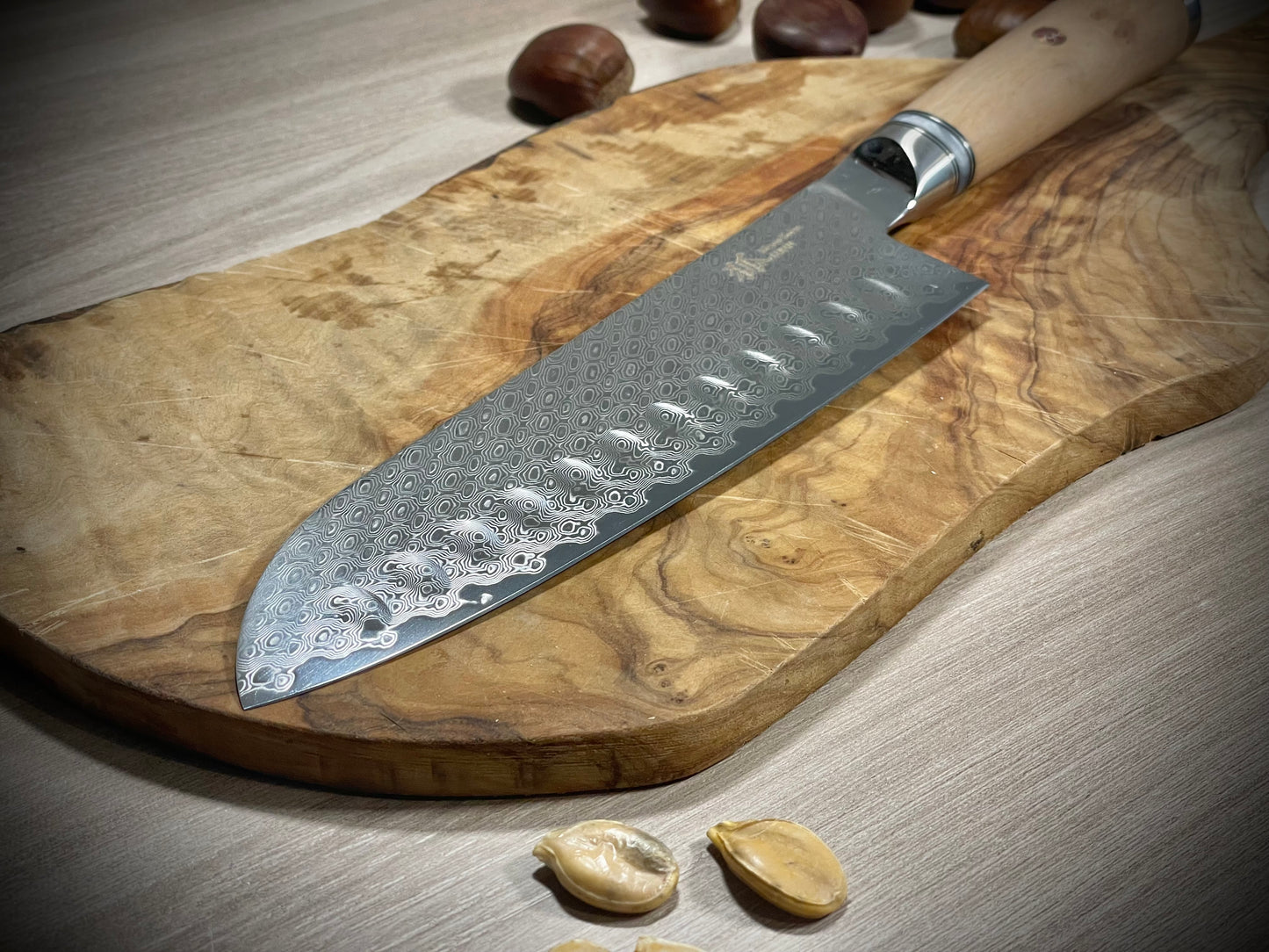 Santoku in acciaio INOX - Legno di Ulivo