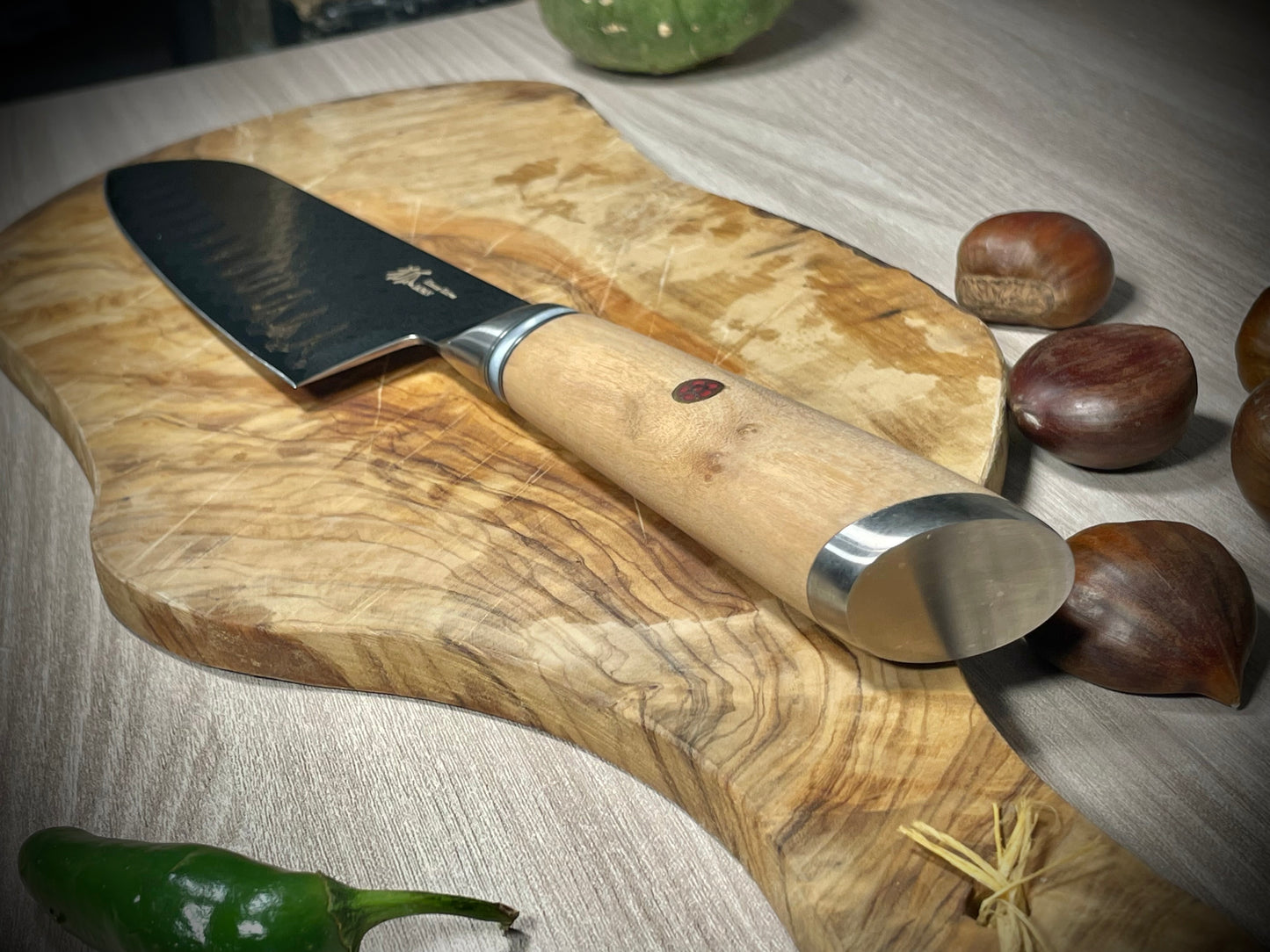 Santoku in acciaio INOX - Legno di Ulivo