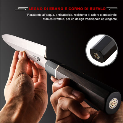 Yanagiba con manico ottagonale rivettato