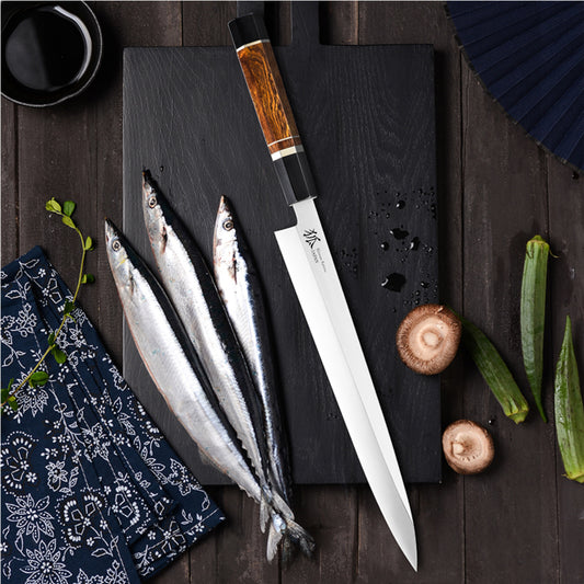 Yanagiba tradizionale INOX - bicolore marrone
