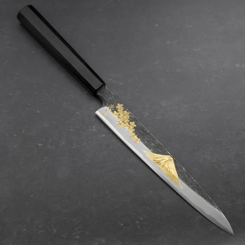 Yanagiba in acciaio Aogami #2 con Manico in Ebano e Corno di Bufalo