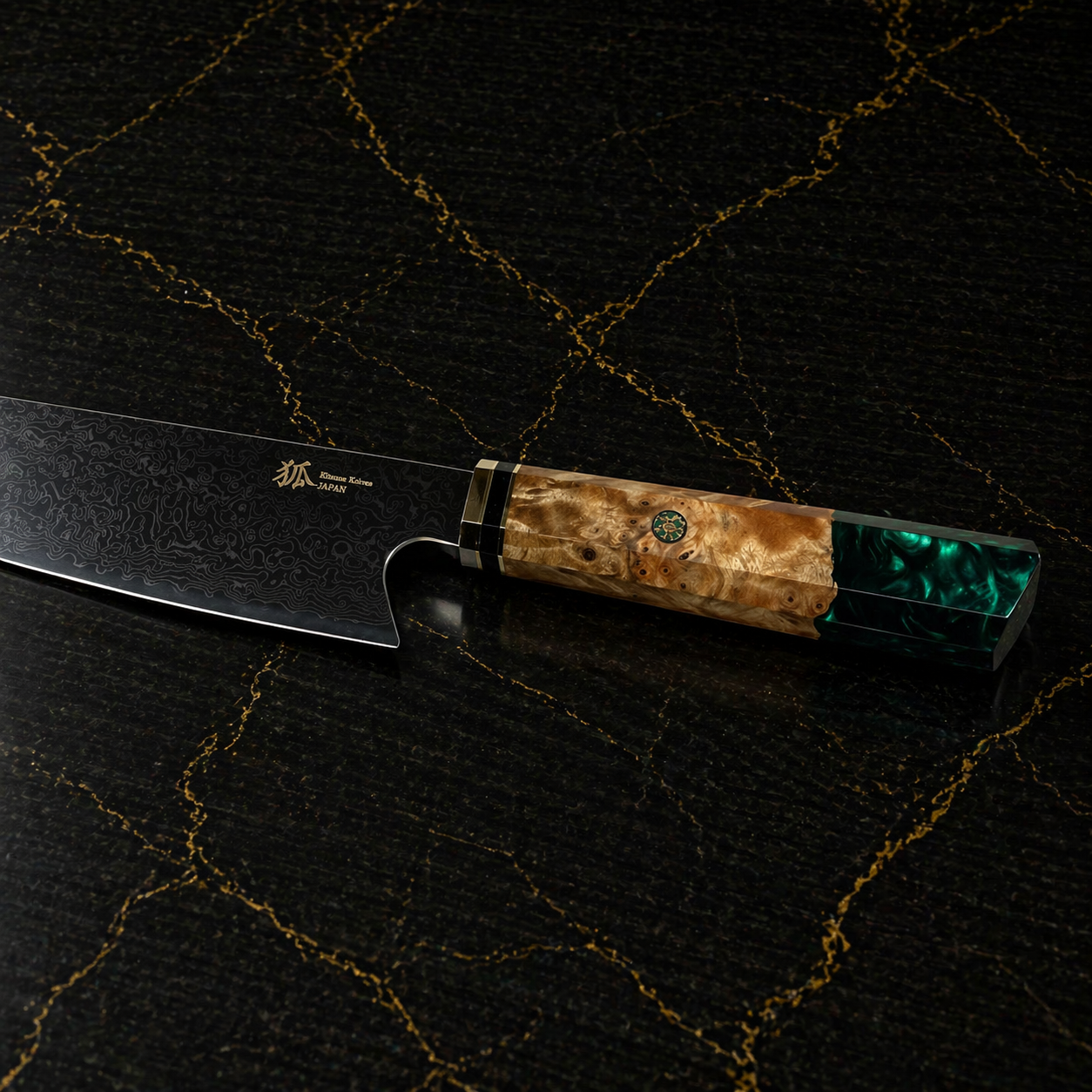 Kiritsuke Santoku con manico multicolore